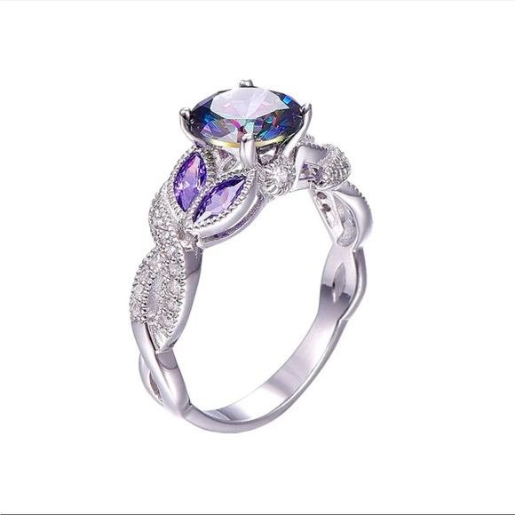 New Women’s 925 Silver Beautiful Marquise Amethyst Ring - Picture 4 of 4